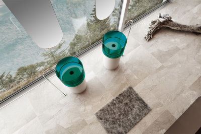 Раковина отдельностоящая прозрачная ABBER Kristall белый/бирюзовый (AT2701White-Aquamarin)