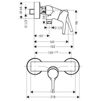 Смеситель для душа Hansgrohe - Talis S (72600000)