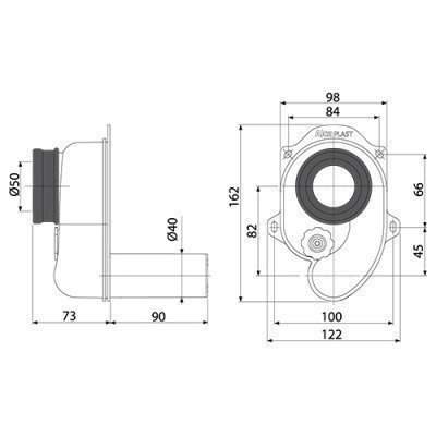 Сифон для писсуара - AlcaPlast горизонтальный (A45B)