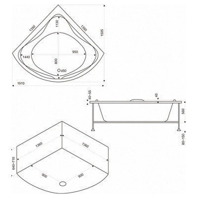 Ванна акриловая BAS - Риола 135x135 (В 00030)