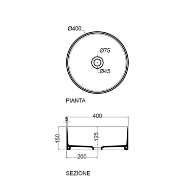 Раковина накладная AXA Mate круглая 400х400хh150мм (7820001)