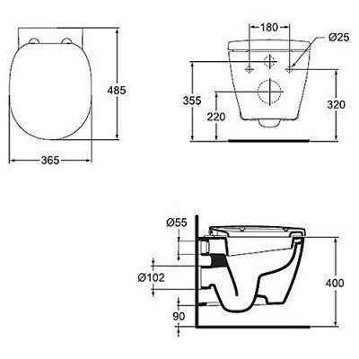 Унитаз подвесной Ideal Standard - Connect с укороченной проекцией 48x36.5 (E804601)
