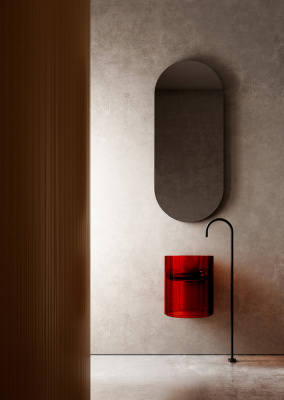 Раковина подвесная прозрачная ABBER Kristall красная (AT2704Rubin)