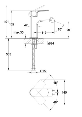 Смеситель Cersanit WISLA для биде (63058)