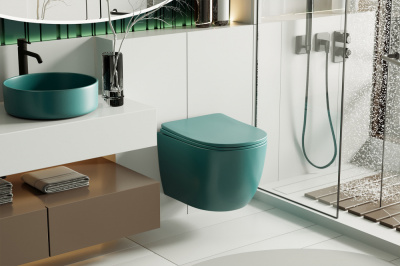 Унитаз ABBER Bequem подвесной темно-зеленый матовый, безободковый (AC1101MBG)