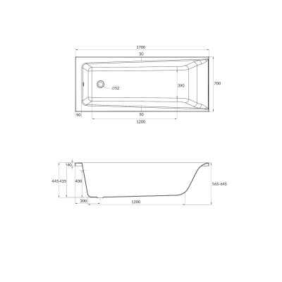Ванна прямоугольная Cersanit LORENA 170*70 (64265)