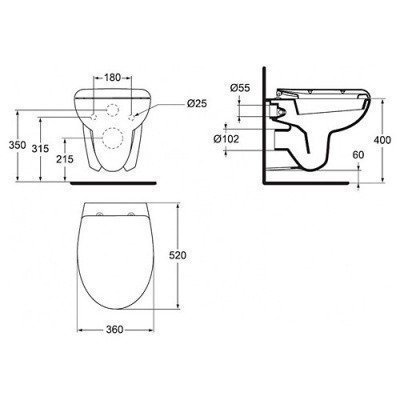 Унитаз подвесной Vidima - Сева Дуо (W730361)
