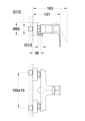 Смеситель Cersanit WISLA для душа (63057)