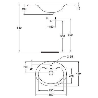 Раковина встраиваемая Vidima - Сева Дуо 55x44 (W502361)