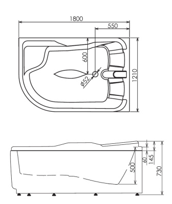 Акриловая ванна Gemy (G9083 B R)