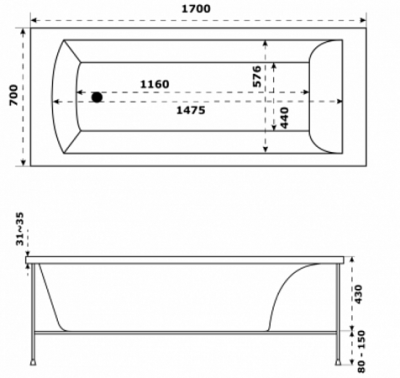 Ванна акриловая Jacob Delafon - Ove 170x70 (E6D302RU-00)