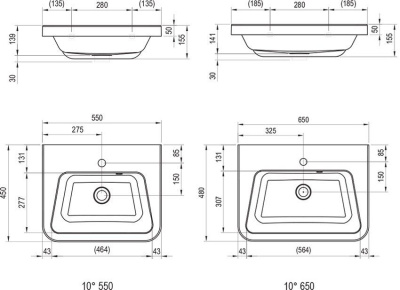 Умывальник Ravak 10° 650 из литого мрамора (XJI01165000)