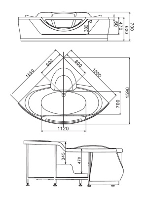 Акриловая ванна Gemy (G9025 II C)