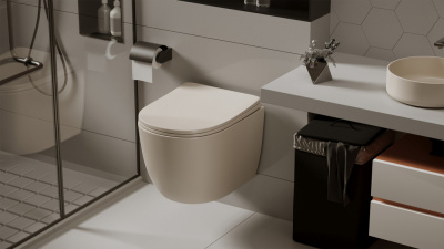 Унитаз ABBER Bequem подвесной бежевый матовый, безободковый (AC1101MBE)