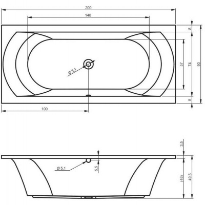 Ванна акриловая Riho Lima 200x90 см (BB4900500000000)