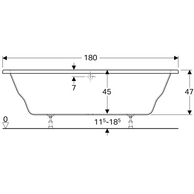 Ванна прямоугольная 180x80 Geberit Renova (657380000)