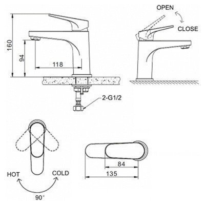 Смеситель для раковины Bravat - Eler (F1191238CP-RUS)