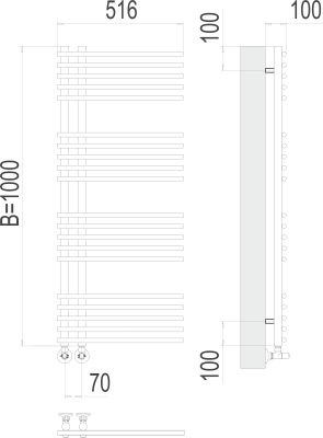 Водяной полотенцесушитель Terminus Астра П20 70х1000 (4670078530493)