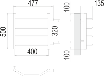Водяной полотенцесушитель Terminus Виктория П4 400х500 бп320 (4670078530042)