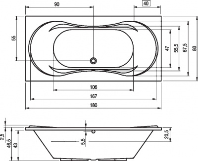 Ванна акриловая RIHO SUPREME 180 (BA5500500000000)