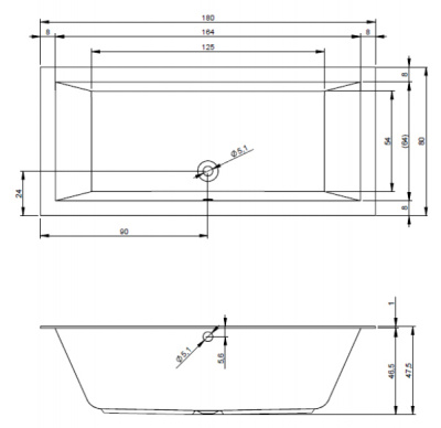 Ванна акриловая RIHO LUGO 180x80  (BT0200500000000)