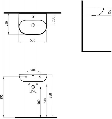 Раковина Bien Vokha 55 см, черная матовая (MDLS05501FD1B7000)
