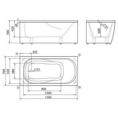 Ванна из литьевого мрамора Esse - Haiti 150x74