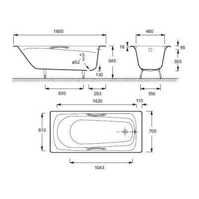 Ванна чугунная Jacob Delafon - Melanie 160x70 (E2935-00)