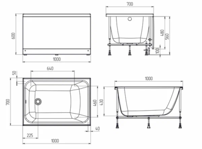 Ванна акриловая 1Marka LETT 100х70 (01лет1070)