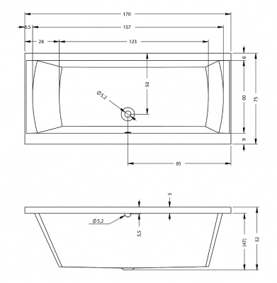 Ванна акриловая RIHO JULIA 170 (BA5300500000000)