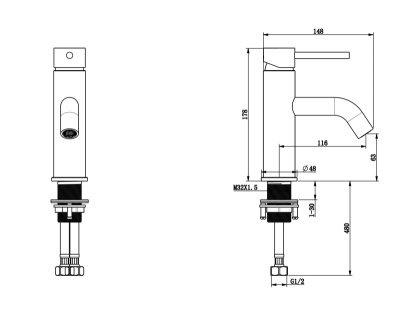 Смеситель на раковину SCANDI бронза (1451BR)