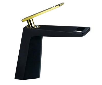 Смеситель на раковину QUADRO, черный/золото (A919B)
