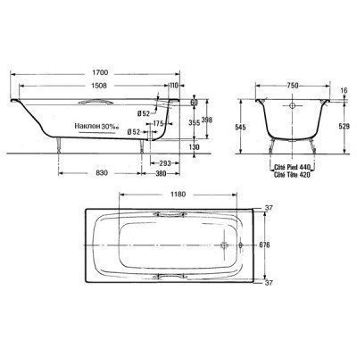 Ванна чугунная Jacob Delafon - Diapason (E2937-00)