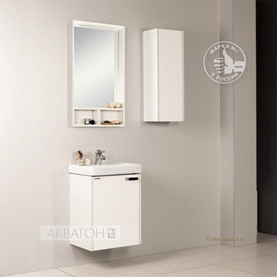 Тумба под умывальник AQUATON - Йорк 50 М белый/выбеленное дерево (1A170901YOAY0)