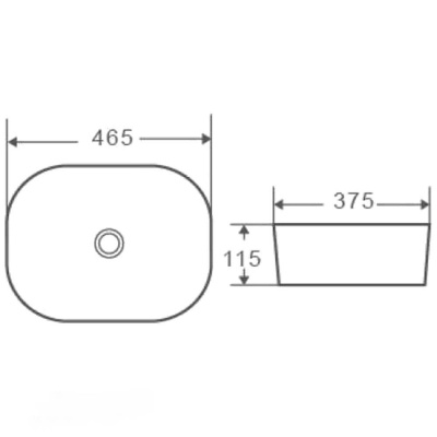 Раковина накладная Calypso прямоугольная 465х375х115мм (CS2185)