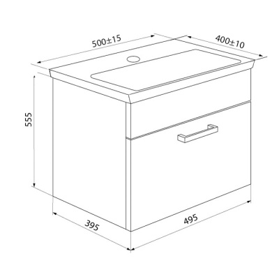 Тумба с умывальником, 50 см, подвесная, белая, New Mirro, IDDIS (NMIR50Wi95K)