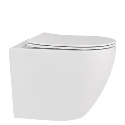 Унитаз ABBER Bequem приставной белый, безободковый (AC1111)