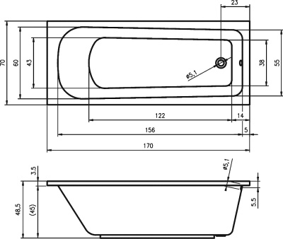 Ванна акриловая RIHO ORION (BC0100500000000)