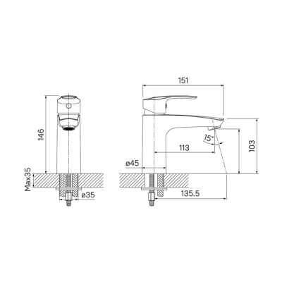 Смеситель для умывальника, Ray, Iddis (RAYSB00i01) Смеситель для умывальника, Ray, Iddis (RAYSB00i01)