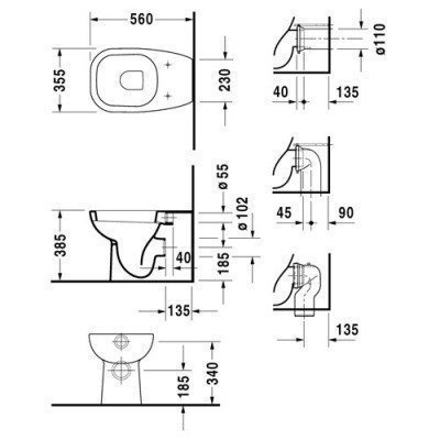 Унитаз приставной Duravit - D-Code 56x35.5 (21150900002)