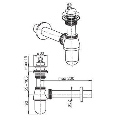 Сифон для раковины - AlcaPlast (A437)