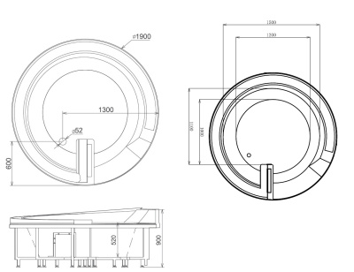 Акриловая ванна Gemy (G9090 O)