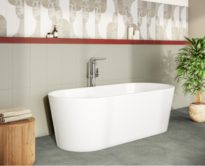 Ванна Vitra Geo 180x80 отдельностоящая+ножки+скрытый сифон (65380006000)