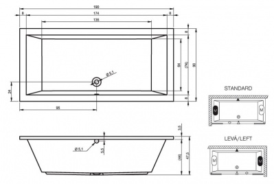 Ванна акриловая RIHO LUSSO 190-90 (BA9900500000000)