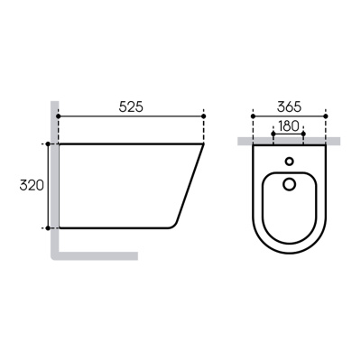 Биде подвесное Aqueduto CONE 525*365, белый матовый (CON0320)