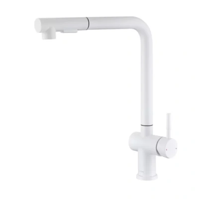 Смеситель AVIVACOM с выдвижным изливом (Белый) (W3524)