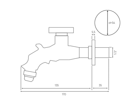 Сливной латунный кран для хамама (насадка-«рассекатель») бронза (21600)