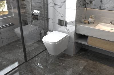 Унитаз ABBER Rechteck подвесной белый, безободковый (AC1200)