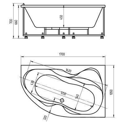 Ванна акриловая Aquatek - Вега левая 170x105 (VEG170-0000073)