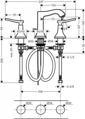 Смеситель для раковины  Hansgrohe  -  Metropol Classic (31330090)